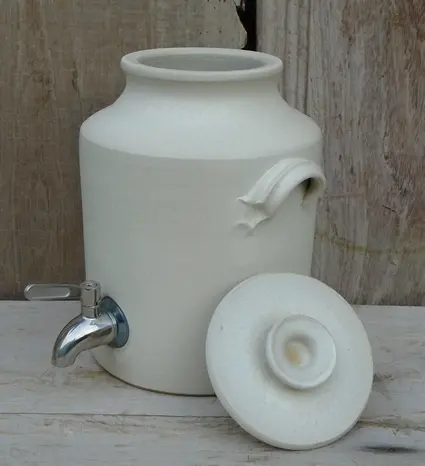 vinäger kärl 2,5 liter kombucha kruka vit