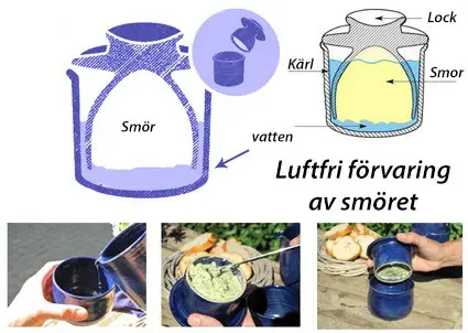 Smör förvara luftfri-syrefri vattenlås keramik smörlåda.webp
