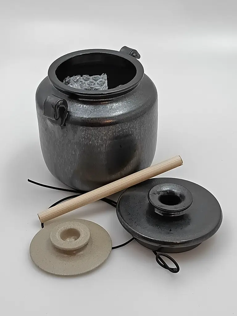 Syrningskruka 1,5l snabb svart kimchi kärl och tyngder