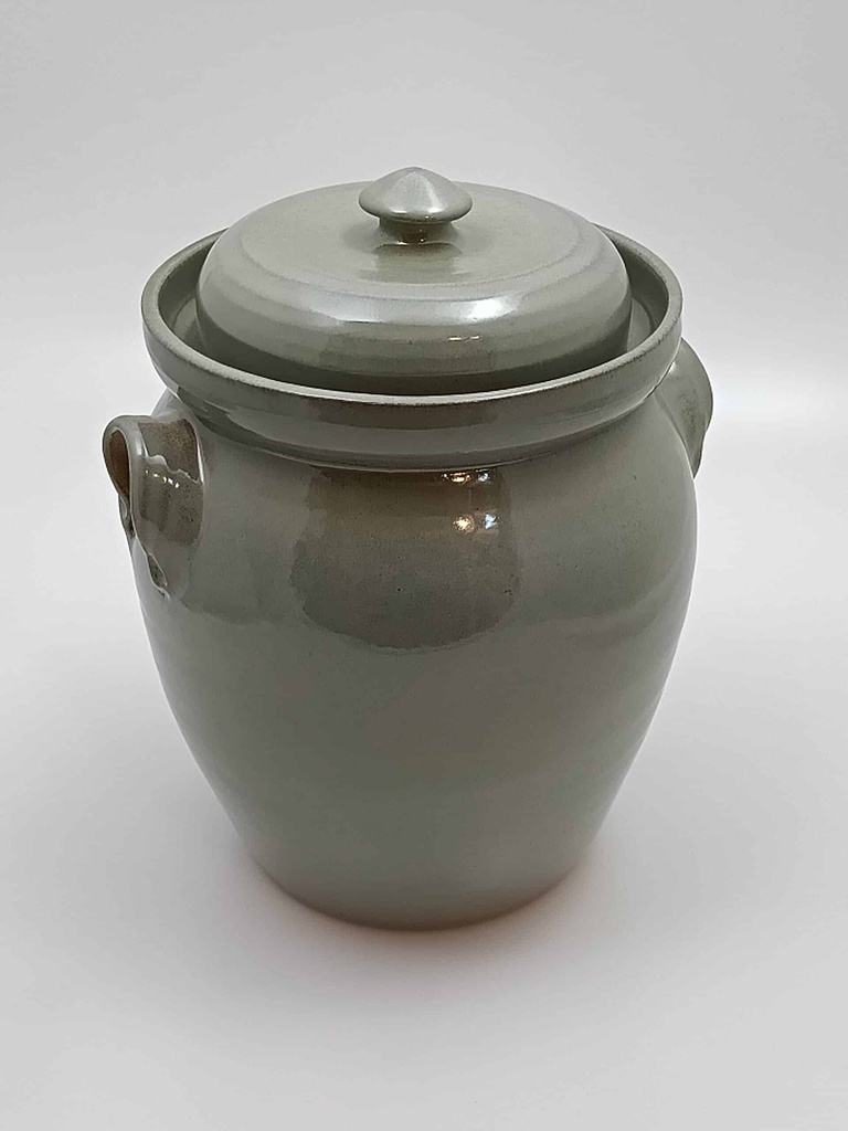 [KRUKA4,5ltrRundGrönblank] Fermentation pot 4.5 litres - Sauerkraut container, green glossy