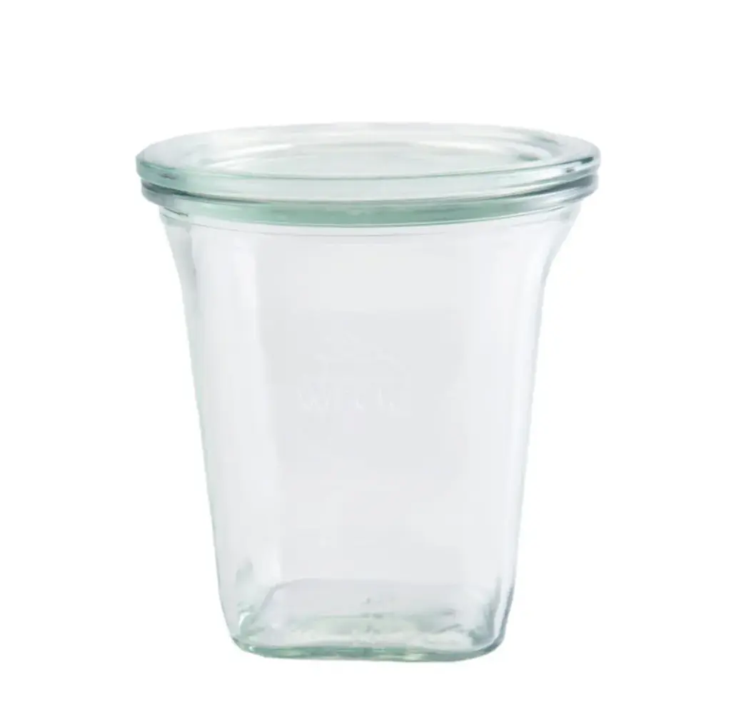 Weck 545ml typ Quadro konservingsburk glas med lock (utan ring/clips)